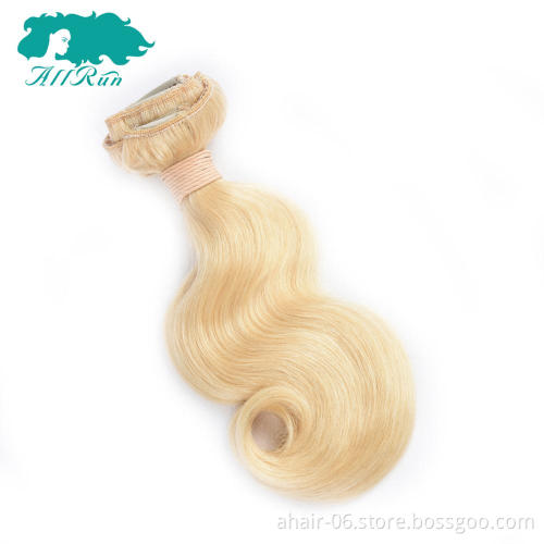 cheap real human natural blonde body wave curly hair extension on sale